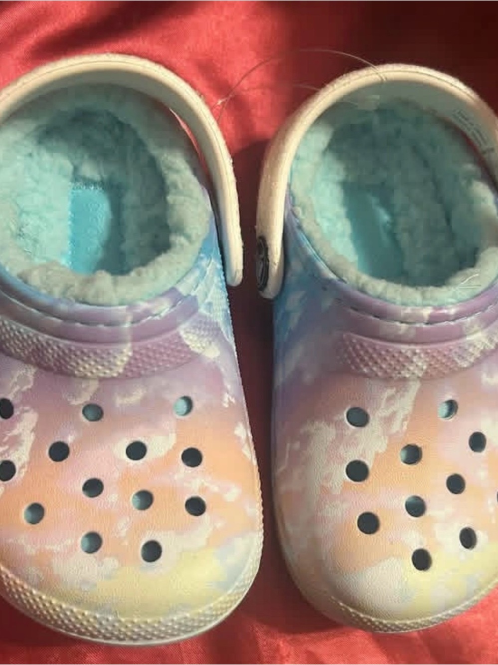 Kids Pastel Tie-Dye Faux-Fur Lined Slip-On Crocs